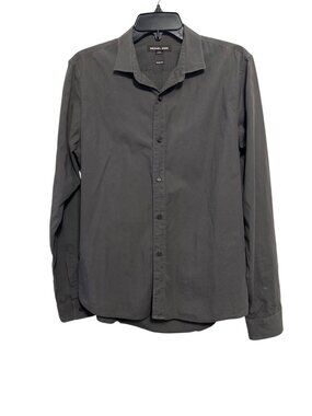 Michael Kors Mens Slim Fit Black Button-Up Shirt M Long Sleeve